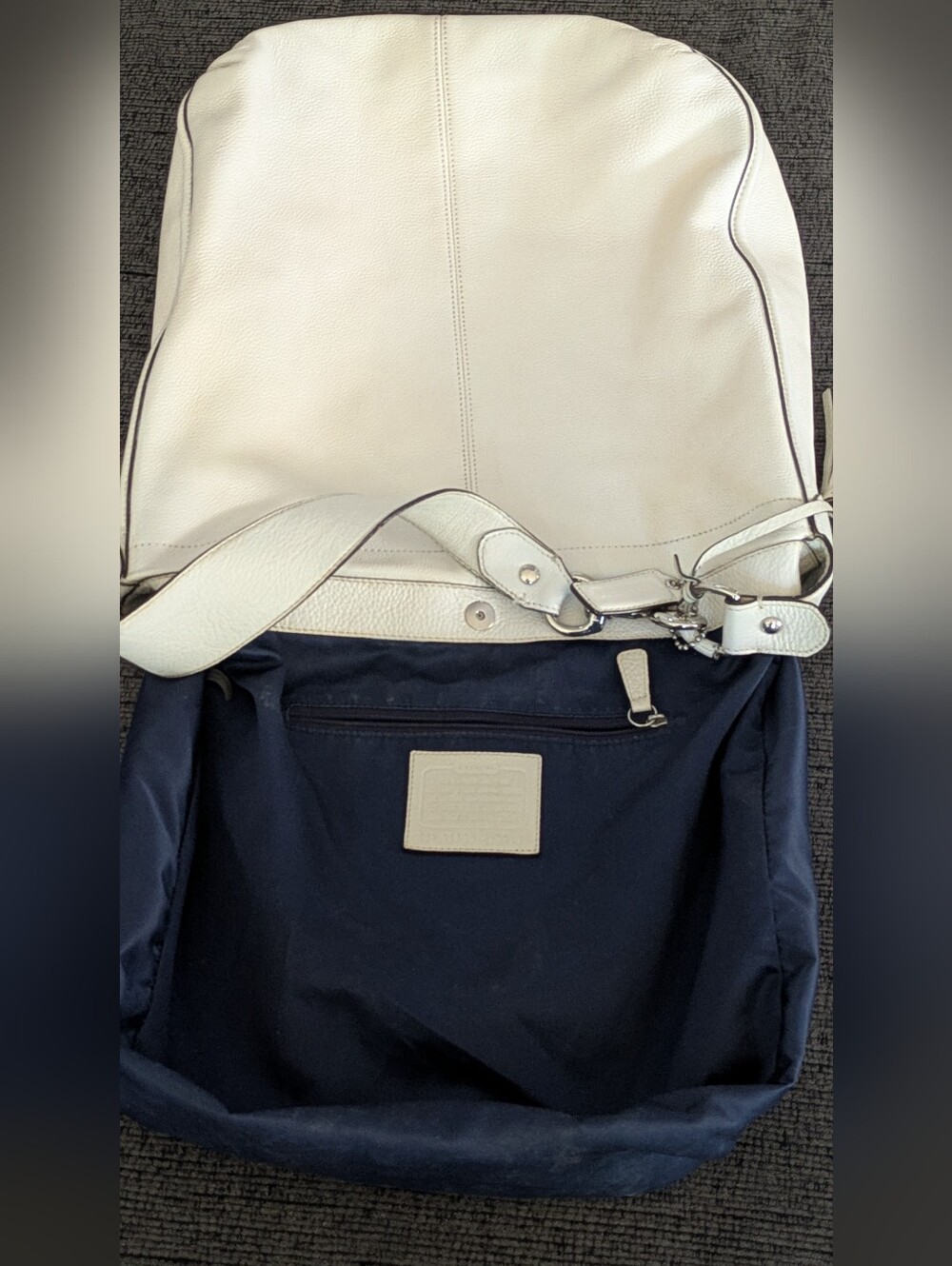 Coach Retired Avery Stud Hobo Cream Leather Shoulder Bag. - Picture 10 of 14